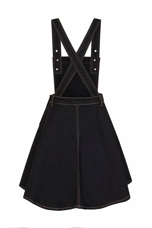 Hell Bunny Dakota Pinafore Dress In Navy Denim 5 Hell Bunny Dakota Pinafore Dress In Navy Denim - Image 5