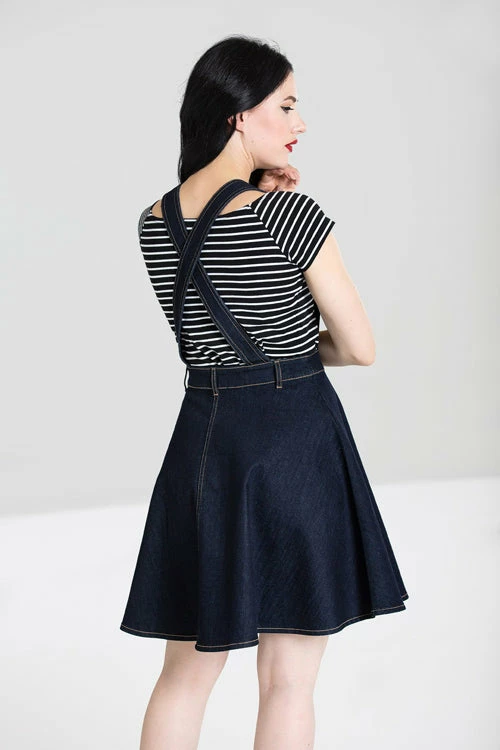 Hell Bunny Dakota Pinafore Dress In Navy Denim 3 Hell Bunny Dakota Pinafore Dress In Navy Denim - Image 3