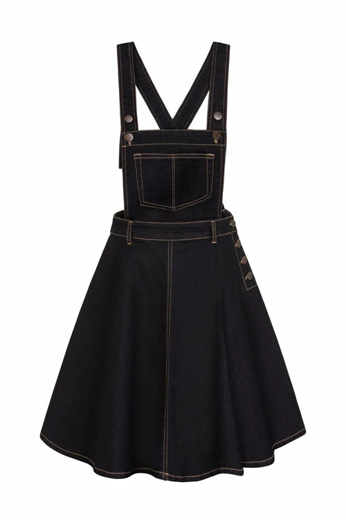 Hell Bunny Dakota Pinafore Dress In Navy Denim 4 Hell Bunny Dakota Pinafore Dress In Navy Denim - Image 4