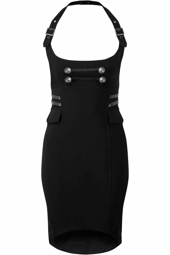 Killstar Darkwave Division Midi Suspender Wiggle Skirt In Black 2 Killstar Darkwave Division Midi Suspender Wiggle Skirt In Black - Image 2