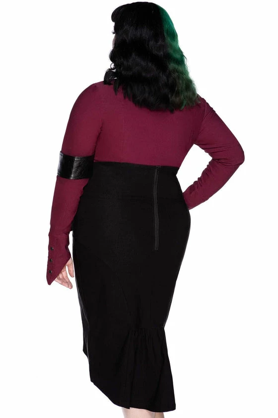 Killstar Darkwave Division Midi Suspender Wiggle Skirt In Black 3 Killstar Darkwave Division Midi Suspender Wiggle Skirt In Black - Image 3