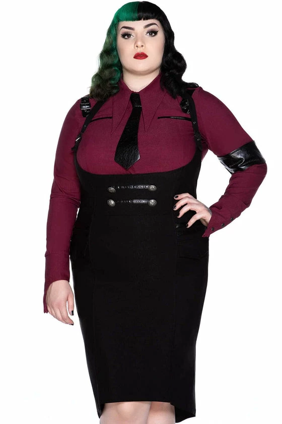 Killstar Darkwave Division Midi Suspender Wiggle Skirt In Black 4 Killstar Darkwave Division Midi Suspender Wiggle Skirt In Black - Image 4