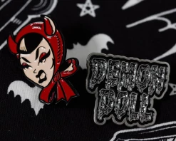 Sourpuss Demon Doll Enamel Pin -Timeless London Shop DemonDollPin Styled 560x