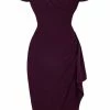 Lady Vintage Elsie Dress In Plain Blackcurrant Purple
