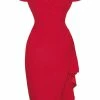 Lady Vintage Elsie Dress In Plain Red