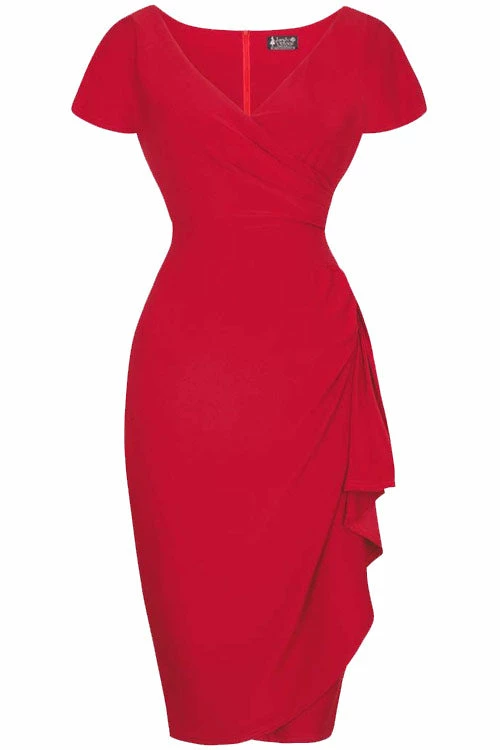 Lady Vintage Elsie Dress In Plain Red 1 Lady Vintage Elsie Dress In Plain Red