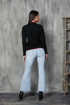 Timeless London Floral Embroidered Cardigan In Black With Red Trim -Timeless London Shop FloralEmbroiderCardi Blk BR 560x