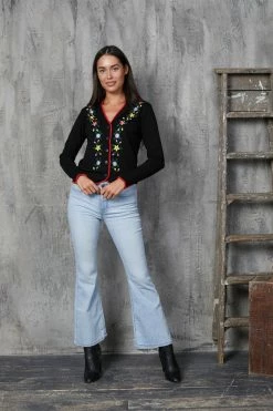 Timeless London Shop -Timeless London Shop FloralEmbroiderCardi Blk FR 560x