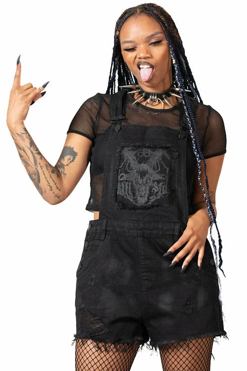 Killstar Foreteller Patch Denim Overalls With Distressed Detailing Festival Ready 1 Killstar Foreteller Patch Denim Overalls With Distressed Detailing Festival Ready