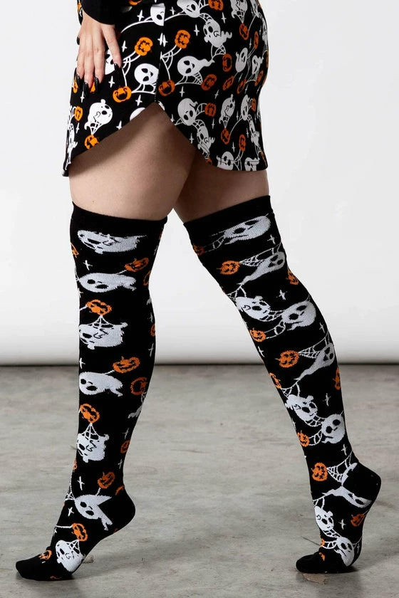 Killstar Haunted Pumpkin Knee-High Socks Ghosts 4 Killstar Haunted Pumpkin Knee-High Socks Ghosts - Image 4