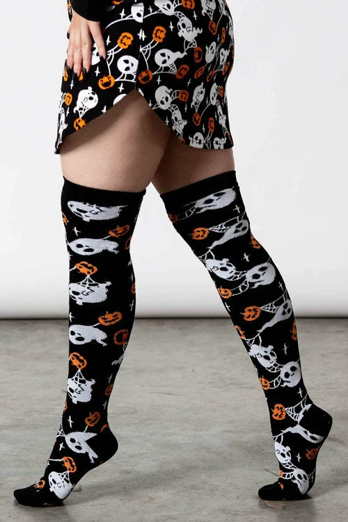 Killstar Haunted Pumpkin Knee-High Socks Ghosts 1 Killstar Haunted Pumpkin Knee-High Socks Ghosts
