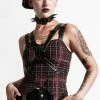 Killstar Jaded Strap Top In Blood Tartan