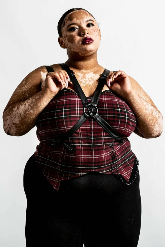 Killstar Jaded Strap Top In Blood Tartan 5 Killstar Jaded Strap Top In Blood Tartan - Image 5