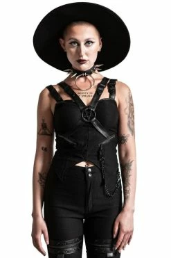 Killstar Jaded Strap Top In Black