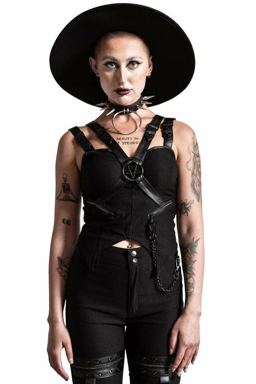 Killstar Jaded Strap Top In Black 1 Killstar Jaded Strap Top In Black