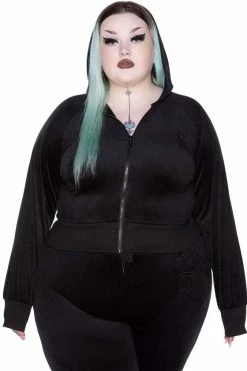 Killstar Just Crew-Sin Velvet Zip Front Long Sleeved Hoodie In Black -Timeless London Shop JUST CREW SIN VELVET HOODIE PLUS B 1024x1024 130b0866 35e3 40f8 9d42 61db82604cb8 560x