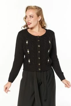 Timeless London Lily Chunky Cardigan In Black