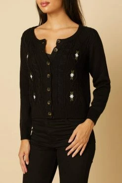 Timeless London Lily Chunky Cardigan In Black -Timeless London Shop LilyCardi Blk CUR 560x