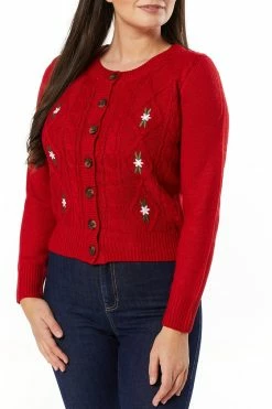 Timeless London Lily Chunky Cardigan In Red -Timeless London Shop LilyCardi Red CUR 560x
