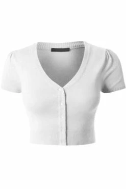 MAK Sweaters Cropped Cardigan With Short Sleeves In White 8 MAK Sweaters Cropped Cardigan With Short Sleeves In White -Timeless London Shop MAk SS White ebd74b48 e470 45ab aac0 39369da8bb85 560x