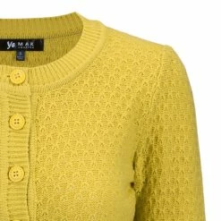 MAK Sweaters Chunky Vintage Knit Cardigan With 3/4 Sleeves In Honey -Timeless London Shop MK3514 HNY 3 556x 2x.progressive 7aee94e7 7ed1 4829 8d7c f35ba8e97d06 560x
