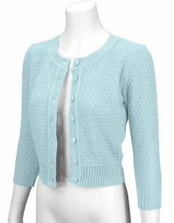MAK Sweaters Chunky Vintage Knit Cardigan With 3/4 Sleeves In Light Blue -Timeless London Shop MK3514 LBL 2 556x 2x.progressive 29aab7b3 88df 439f be29 2de61cfab7ba 560x