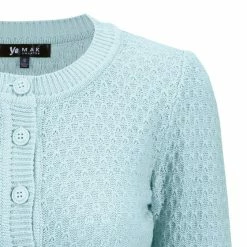 MAK Sweaters Chunky Vintage Knit Cardigan With 3/4 Sleeves In Light Blue -Timeless London Shop MK3514 LBL 3 556x 2x.progressive 537ff7a1 7e78 48c1 ba1c 56134b12ca11 560x