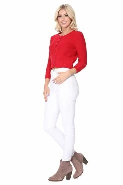 MAK Sweaters Chunky Vintage Knit Cardigan With 3/4 Sleeves In Red 12 MAK Sweaters Chunky Vintage Knit Cardigan With 3/4 Sleeves In Red -Timeless London Shop MK3514 Red 4 556x 2x.progressive 050fb9a5 e58a 4e1d 8faa 77781b06d738 560x