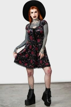 Killstar Morgaine Dress In Print Velvet With Lace-up Bust Detail -Timeless London Shop MORGAINE DRESS W D x1600 59a14ad0 b029 4a0b bbd7 1689507e631b 560x