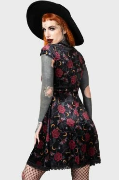 Killstar Morgaine Dress In Print Velvet With Lace-up Bust Detail -Timeless London Shop MORGAINE DRESS W G x1600 047eefde f5fd 41a0 8e7b da207834857e 560x