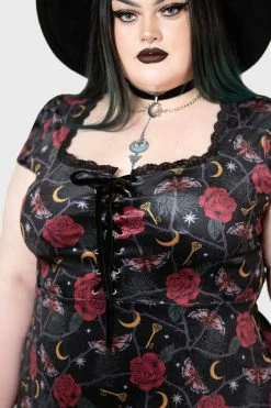 Killstar Morgaine Dress In Print Velvet With Lace-up Bust Detail -Timeless London Shop MORGAINE SKATER DRESS PLUS W C x1600 691f5775 fa57 4f08 aff6 64298020baaf 560x