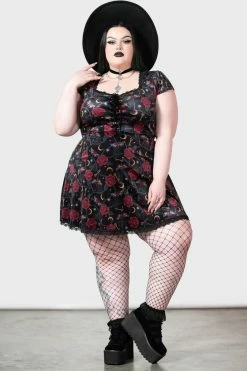 Killstar Morgaine Dress In Print Velvet With Lace-up Bust Detail -Timeless London Shop MORGAINE SKATER DRESS PLUS W D x1600 e37127d2 56a2 4974 ba12 2c30ce42baf0 560x