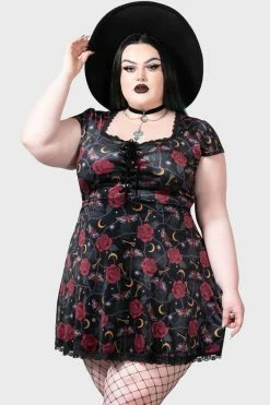 Killstar Morgaine Dress In Print Velvet With Lace-up Bust Detail -Timeless London Shop MORGAINE SKATER DRESS PLUS W E x1600 b4d72826 2d32 469e a651 3f58c0649012 560x