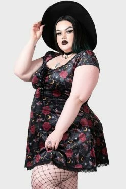 Killstar Morgaine Dress In Print Velvet With Lace-up Bust Detail -Timeless London Shop MORGAINE SKATER DRESS PLUS W F x1600 51b79138 28d9 4d34 80fb e2f9f2734560 560x