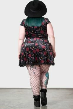 Killstar Morgaine Dress In Print Velvet With Lace-up Bust Detail -Timeless London Shop MORGAINE SKATER DRESS PLUS W G x1600 17c3ee23 74b2 4cfa 89e1 c9826e0c337b 560x