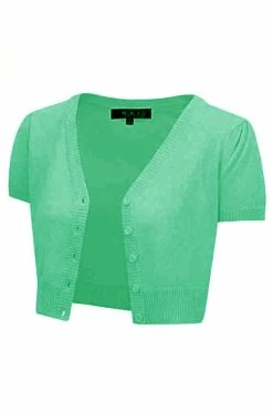 MAK Sweaters Cropped Cardigan With Short Sleeves In Opal Mint