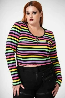 Killstar Nikiko Ribbed Long Sleeve Rainbow Top -Timeless London Shop NIKKO RIBBED LONG SLEEVE TOP PLUS W D x1600 cb2b14c1 40a7 450c a0fb 808510ca5b97 560x