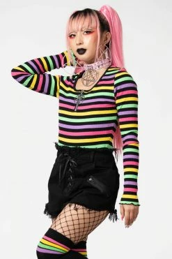 Killstar Nikiko Ribbed Long Sleeve Rainbow Top -Timeless London Shop NIKKO RIBBED LONG SLEEVE TOP W B x1600 6c9b0286 7d6b 4dfb 9360 2ddf7c9ad162 560x