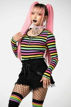 Killstar Nikiko Ribbed Long Sleeve Rainbow Top -Timeless London Shop NIKKO RIBBED LONG SLEEVE TOP W E x1600 283d63ff d3c8 41b6 9dee 384074a42032 560x