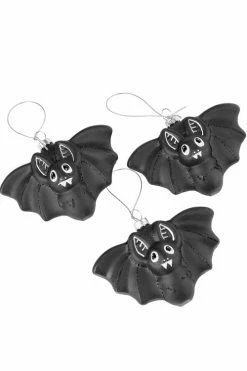 Killstar Nocty Bat Glass Baubles Set Of 3 SPOOKMAS CHRISTMAS - IMPERFECT