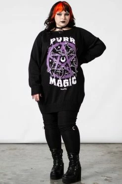 Killstar Purr Magic Knit Sweater Cat Print -Timeless London Shop PURR MAGIC KNIT SWEATER PLUS B x1600 4df942bf 01c1 4c82 a50d 46bc1fdb34ed 560x