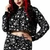 Killstar Purr Off Cropped Hoodie In Black Cat Print!