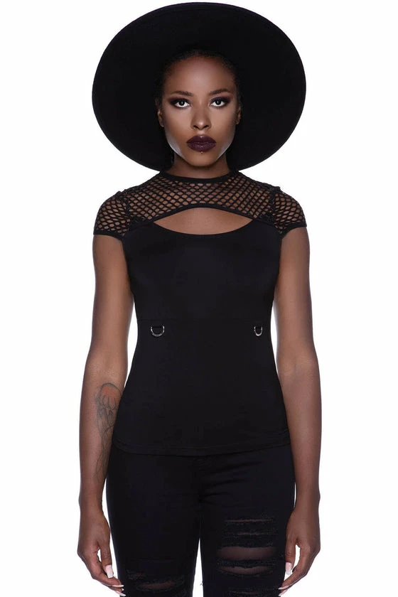 Killstar Ramona Mesh Cap-Sleeve Top 2 Killstar Ramona Mesh Cap-Sleeve Top - Image 2