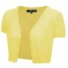 MAK Sweaters Cropped Cardigan With Short Sleeves In Baby Yellow