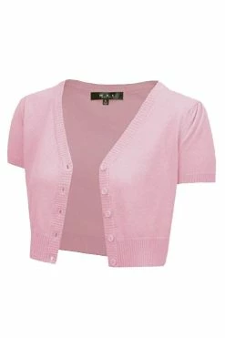 MAK Sweaters Cropped Cardigan With Short Sleeves In Light Pink