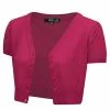MAK Sweaters Cropped Cardigan With Short Sleeves In Magenta