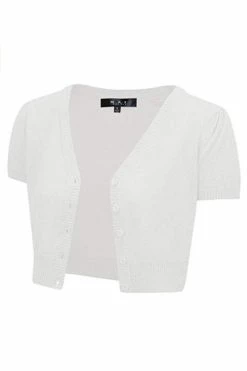 MAK Sweaters Cropped Cardigan With Short Sleeves In White