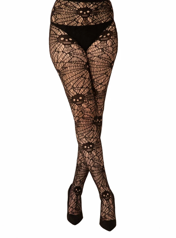 Pamela Mann Hosiery Fishnet Skull & Web Tights In Black 2 Pamela Mann Hosiery Fishnet Skull & Web Tights In Black - Image 2