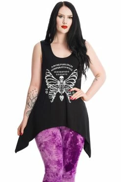 Banned Skeleton Wings Asymmetric Hem Top With Back Cut Outs Ouija Skulls Butterfly -Timeless London Shop TP10443LG67031PURPLE 1639 560x