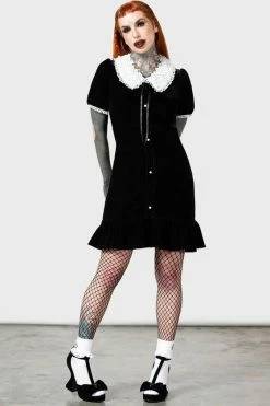 Killstar Trick N'Treat Dress In Black Velvet With Lace Collar -Timeless London Shop TRICK N TREAT DRESS W E x1600 eb10914a 141e 418f b605 6f04ca9a8687 560x